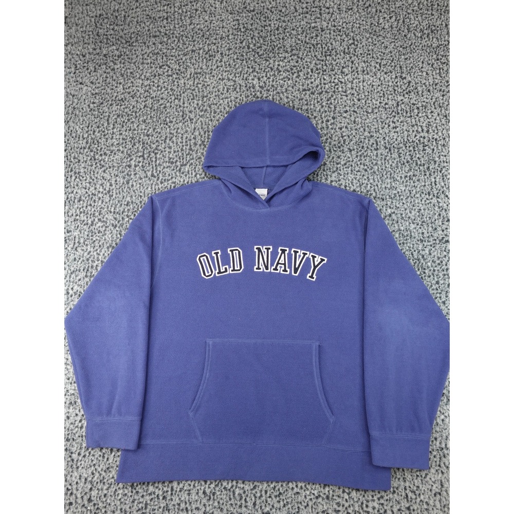 Old Navy Hoodie Mens XL Blue Y2K Fleece Pullover Logo 2005 Vintage